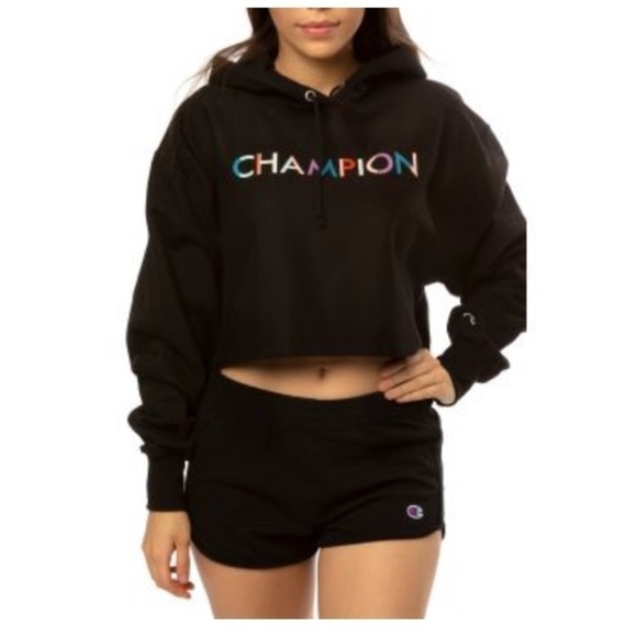Champion Reverse Weave Black Hoodie Sweatshirt Sz Large - Picture 3 of 9